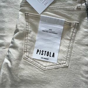 pistola Cream High-Rise Slim Straight Jeans